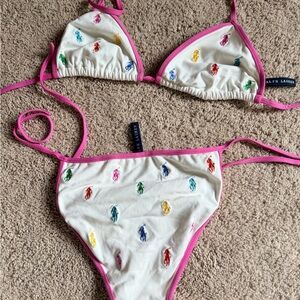 Ralph Lauren women’s White Bikini with Multicolor Embroidery